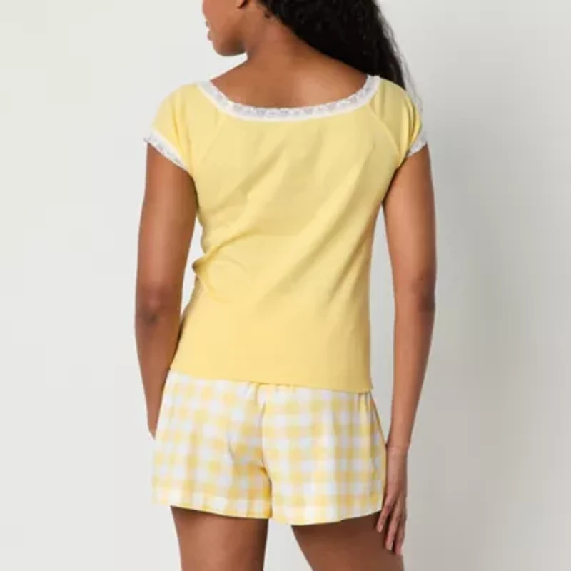 Cinamaroll Ribbed Womens Juniors Hello Kitty Boat Neck Short Sleeve Blouse