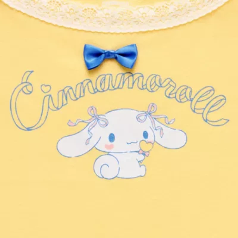 Cinamaroll Ribbed Womens Juniors Hello Kitty Boat Neck Short Sleeve Blouse