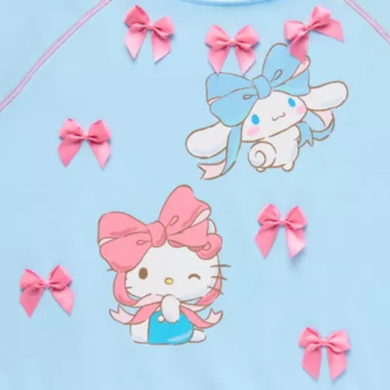 Cinnamaroll Bow Embelished Off The Shoulder Womens Round Neck Long Sleeve Juniors Sweatshirt