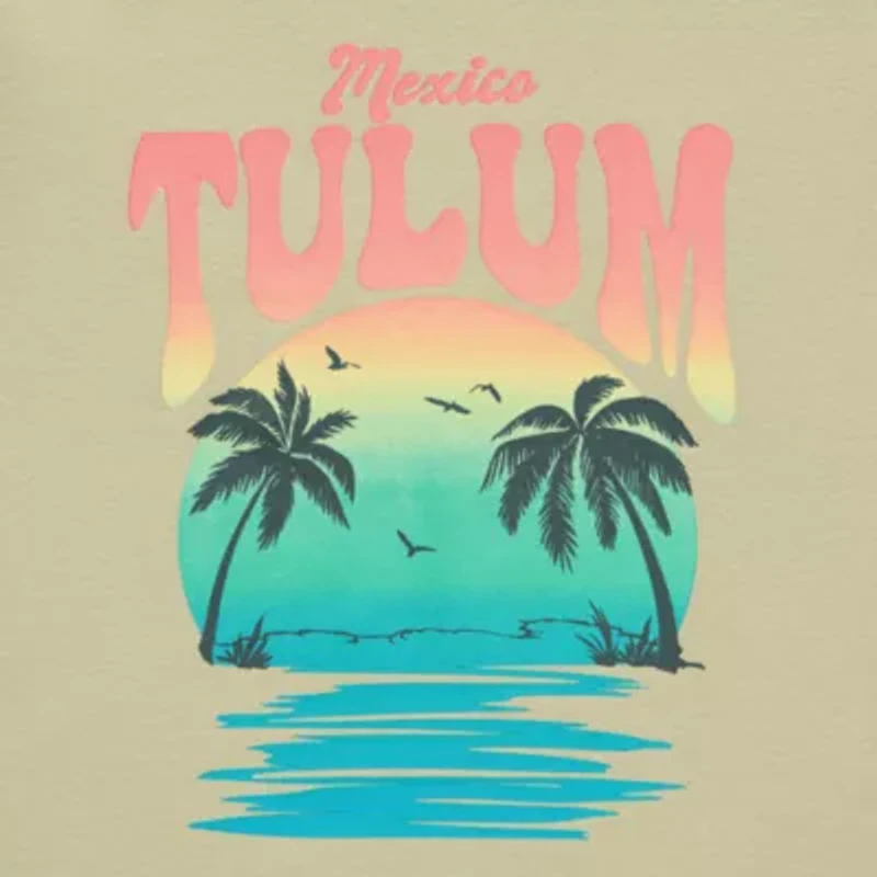 Tulum Mexico Semi Fit Tee Womens Crew Neck Short Sleeve Fitted Juniors Graphic T-Shirt