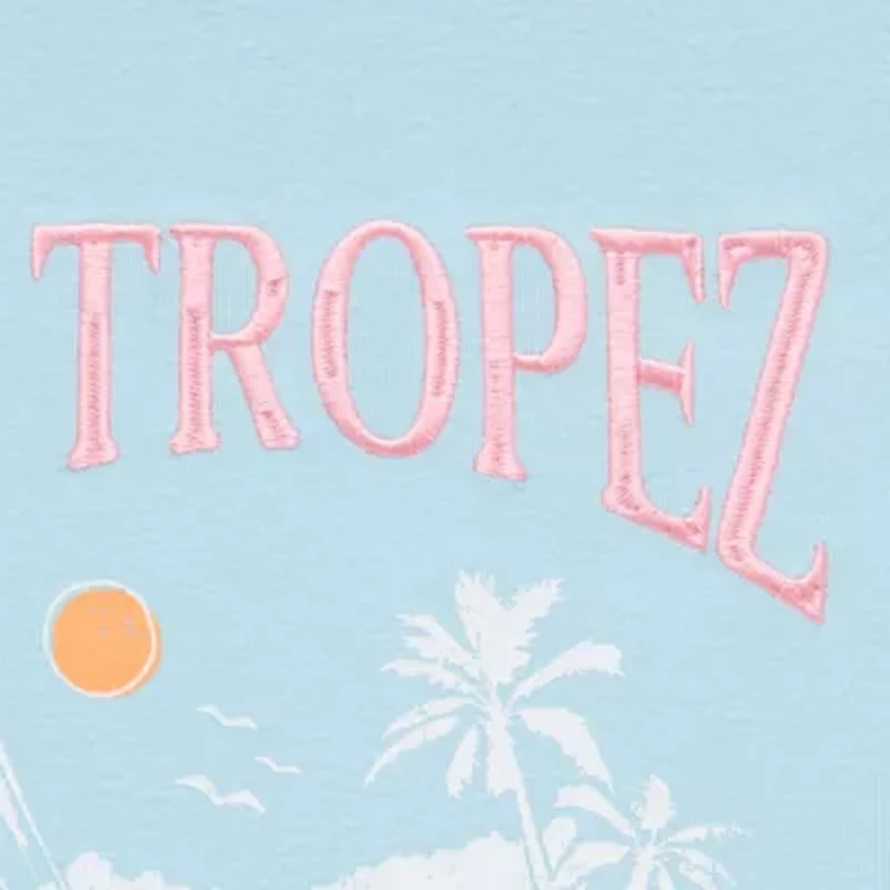 St. Tropez Semi Fit Tee Womens Crew Neck Short Sleeve Fitted Juniors Graphic T-Shirt