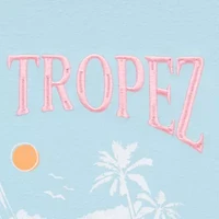 St. Tropez Semi Fit Tee Womens Crew Neck Short Sleeve Fitted Juniors Graphic T-Shirt