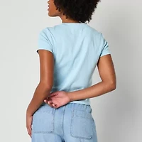St. Tropez Semi Fit Tee Womens Crew Neck Short Sleeve Fitted Juniors Graphic T-Shirt