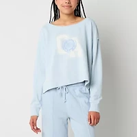 Arizona Off The Shoulder Womens Juniors Crew Neck Long Sleeve Sweatshirt