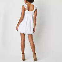 Arizona Womens Embroidered Sleeveless Juniors Shift Dress