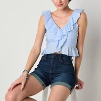 Arizona Ruffle Womens Juniors Sleeveless Blouse