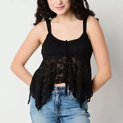 Arizona Lace Womens Sweetheart Neck Sleeveless Juniors Camisole