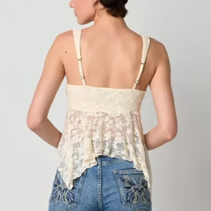 Arizona Lace Womens Juniors Sweetheart Neck Sleeveless Camisole