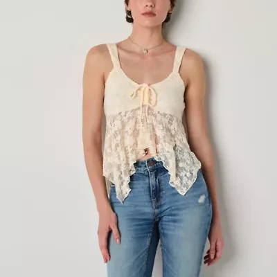 Arizona Lace Womens Sweetheart Neck Sleeveless Juniors Camisole