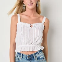 Arizona Womens Square Neck Sleeveless Juniors Tank Top