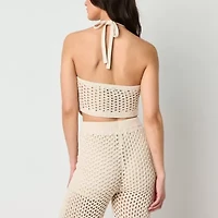 Arizona Crochet Womens Halter Neck Sleeveless Juniors Tank Top