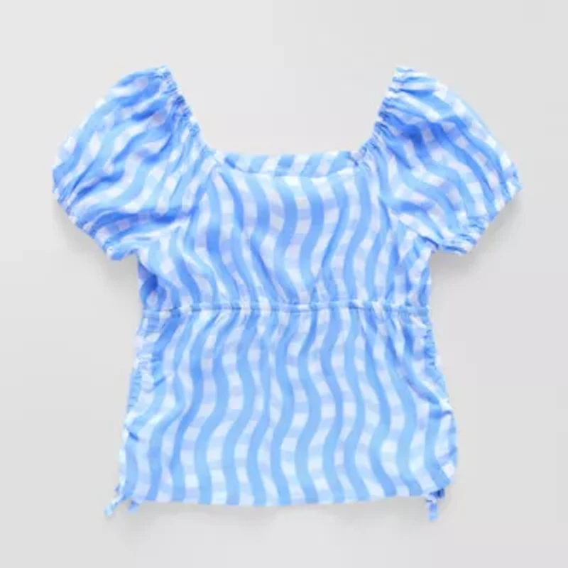 Thereabouts Little & Big Kid Girls Square Neck Short Sleeve Blouse