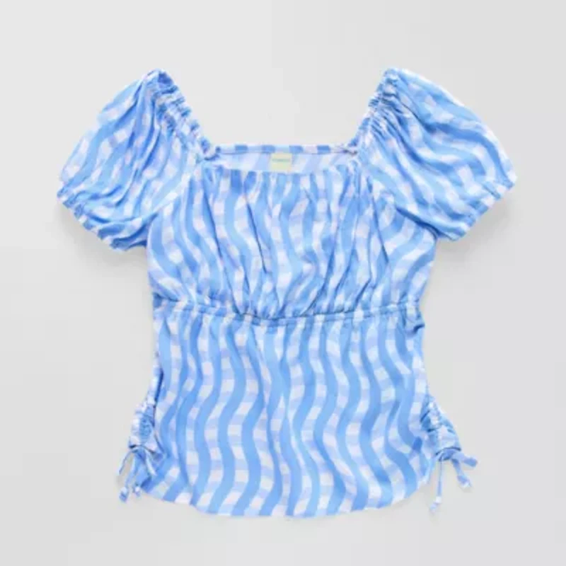 Thereabouts Little & Big Kid Girls Square Neck Short Sleeve Blouse