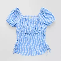 Thereabouts Little & Big Kid Girls Square Neck Short Sleeve Blouse