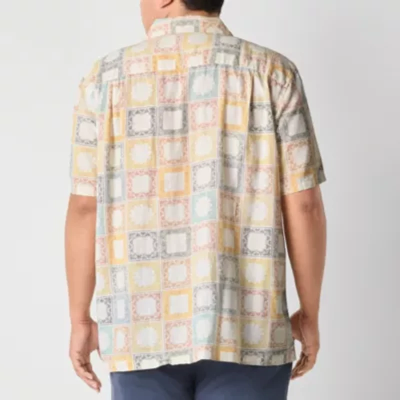 mutual weave Camp Mens Short Sleeve Classic Fit Big and Tall Button-Down Shirt