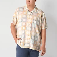 mutual weave Camp Mens Short Sleeve Classic Fit Big and Tall Button-Down Shirt
