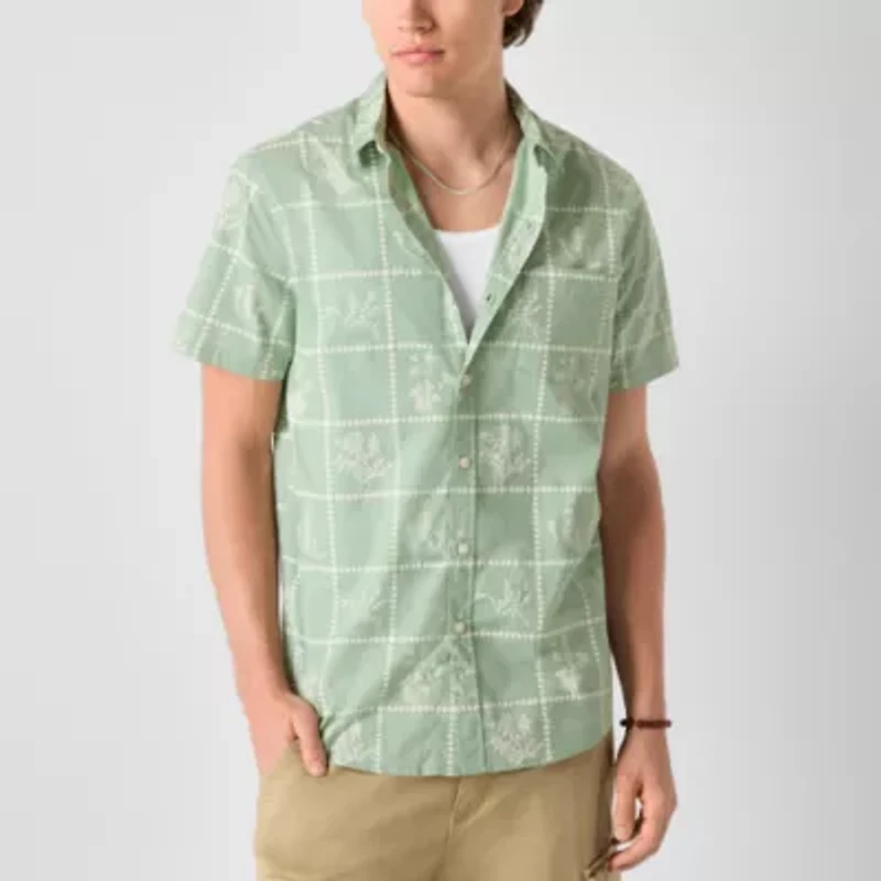 Arizona Mens Short Sleeve Button-Down Shirt