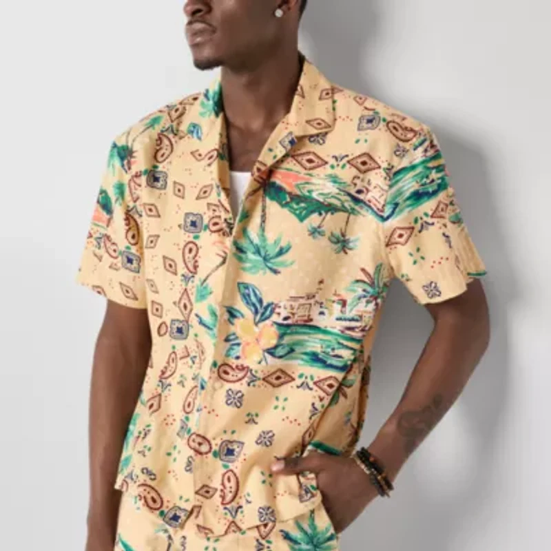 Arizona Mens Short Sleeve Button-Down Shirt