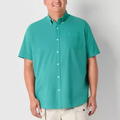 St. John's Bay Breathable Performance Mens Short Sleeve Classic Fit Big and Tall Button-Down Shirt