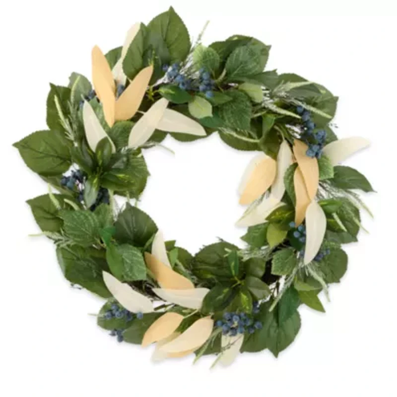 Linden Street 24in Blueberry Mixed Evergreen Wreath