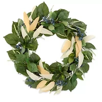 Linden Street 24in Blueberry Mixed Evergreen Wreath