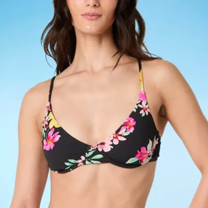 Forever 21 Womens Adjustable Straps Floral Juniors Bralette Bikini Swimsuit Top
