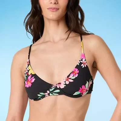 Forever 21 Womens Adjustable Straps Floral Juniors Bralette Bikini Swimsuit Top