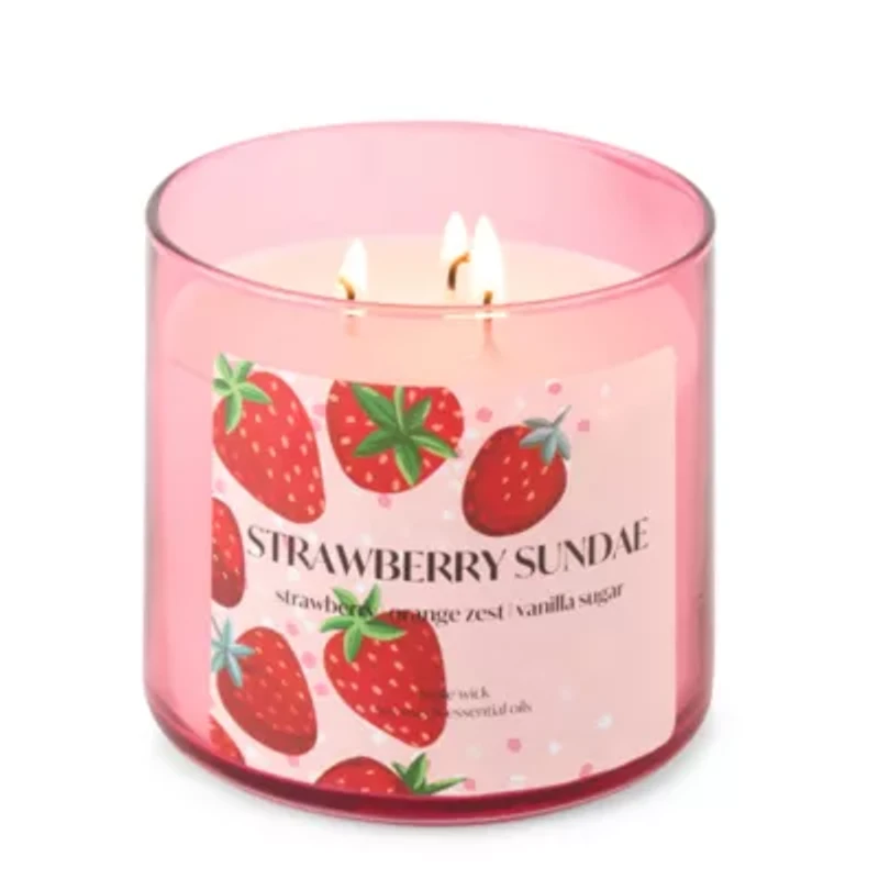 Distant Lands 14oz Strawberry Sundae 3-Wick Scented Jar Candle