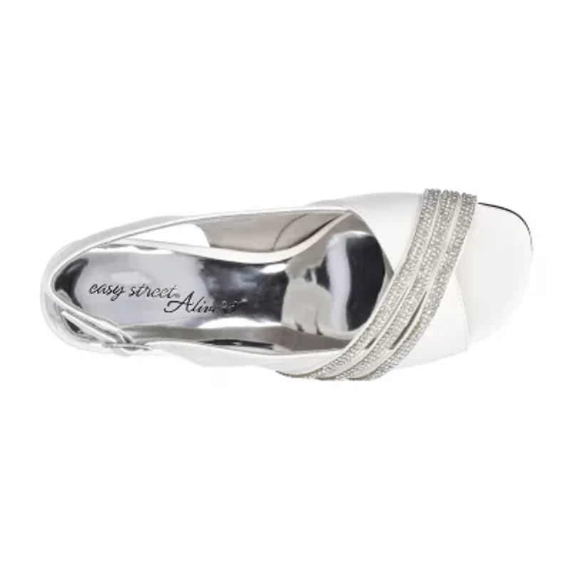 Easy Street Teton Womens Round Open Toe Stiletto Heel Pumps