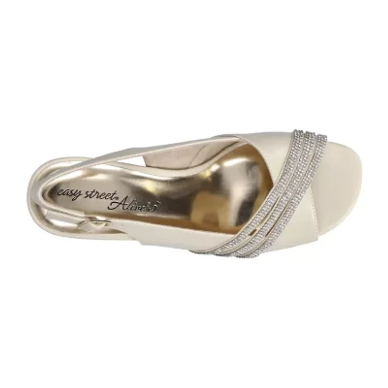 Easy Street Teton Womens Round Open Toe Stiletto Heel Pumps