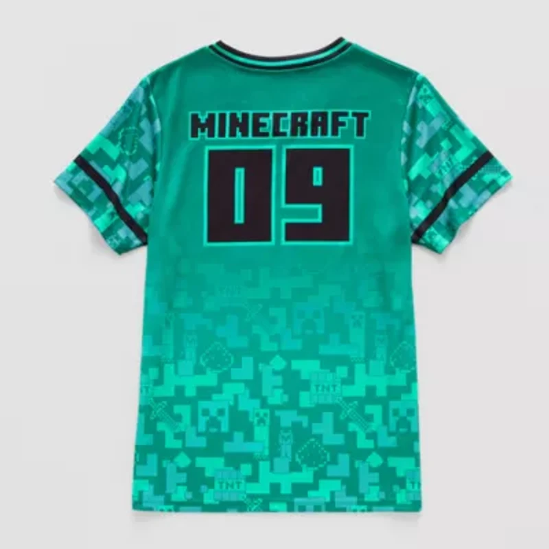 Little & Big Kid Boys V Neck Minecraft Short Sleeve Jersey