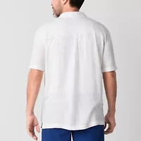 St. John's Bay Dexterity Mens Easy-on + Easy-off Short Sleeve Adaptive Camp Shirt