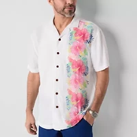St. John's Bay Dexterity Mens Easy-on + Easy-off Short Sleeve Adaptive Camp Shirt