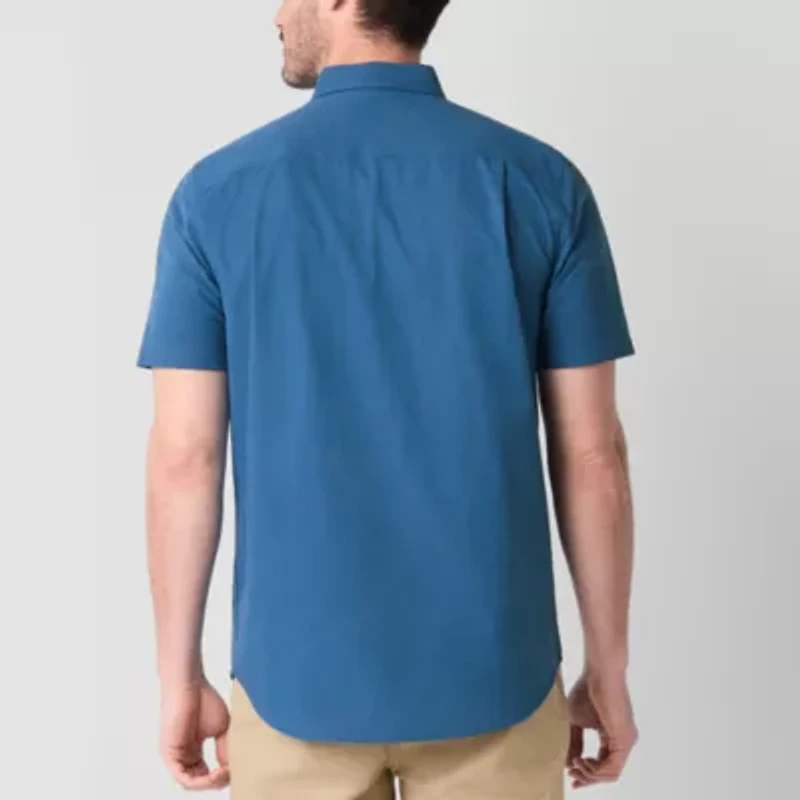 St. John's Bay Breathable Performance Mens Short Sleeve Classic Fit Button-Down Shirt