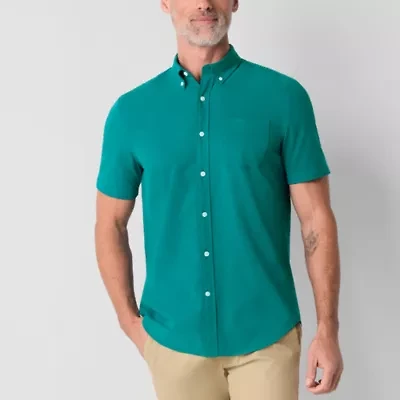 St. John's Bay Breathable Performance Mens Short Sleeve Classic Fit Button-Down Shirt