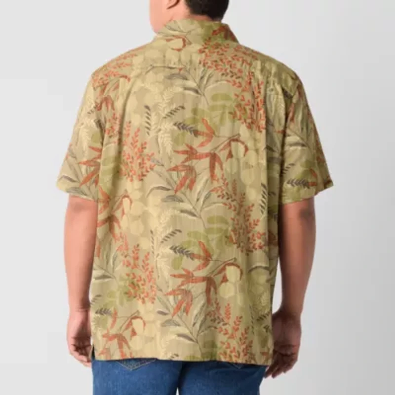 mutual weave Mens Easy-on + Easy-off Short Sleeve Classic Fit Big and Tall Button-Down Shirt