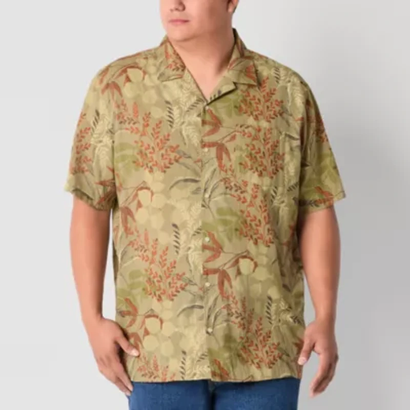 mutual weave Mens Easy-on + Easy-off Short Sleeve Classic Fit Big and Tall Button-Down Shirt