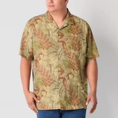 mutual weave Mens Easy-on + Easy-off Short Sleeve Classic Fit Big and Tall Button-Down Shirt