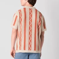 Arizona Mens Short Sleeve Button Front Sweater