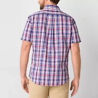 U.S. Polo Assn. Stretch Mens Short Sleeve Classic Fit Fabric Embroidered Button-Down Shirt