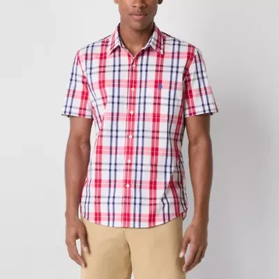 U.S. Polo Assn. Mens Short Sleeve Classic Fit Stretch Fabric Embroidered Button-Down Shirt