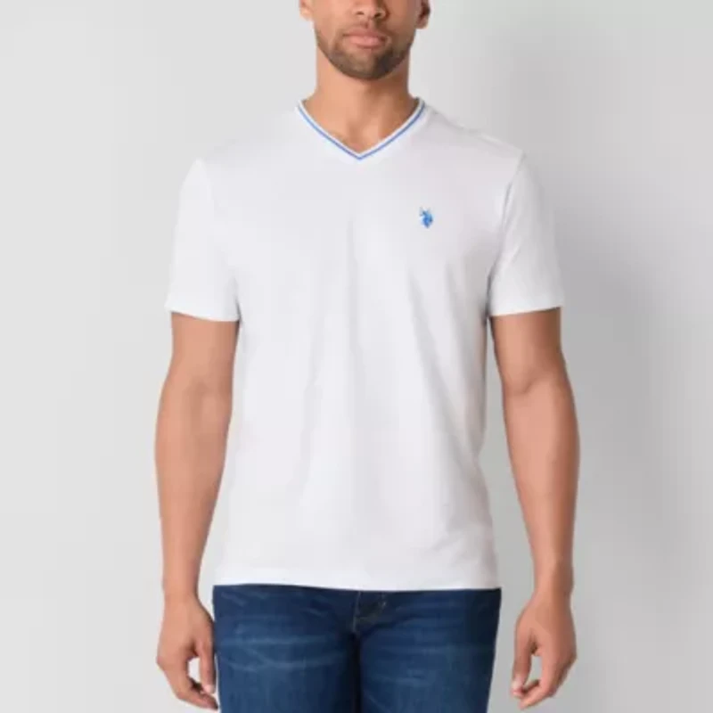 U.S. Polo Assn. Tipped Stretch Mens V Neck Short Sleeve Fabric T-Shirt