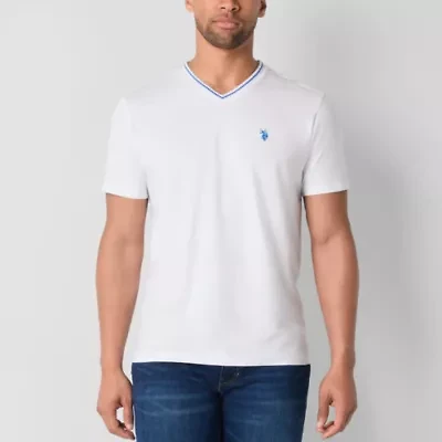 U.S. Polo Assn. Tipped Stretch Mens V Neck Short Sleeve Fabric T-Shirt