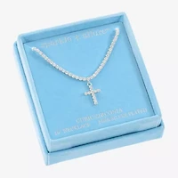 Sparkle Allure Womens Cubic Zirconia Pure Silver Over Brass 16 Inch Tennis Necklace