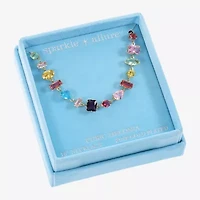 Sparkle Allure Womens Multi Color Cubic Zirconia 14K Gold Over Brass 16 Inch Tennis Necklace