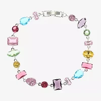 Sparkle Allure Multi Shape Womens Multi Color Cubic Zirconia Pure Silver Over Brass Oval Pear Rectangular 7.5 Inch Tennis Bracelet