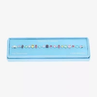 Sparkle Allure Multi Shape Womens Multi Color Cubic Zirconia Pure Silver Over Brass Oval Pear Rectangular 7.5 Inch Tennis Bracelet