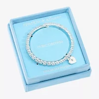 Sparkle Allure Coil Womens Cubic Zirconia Pure Silver Over Brass Heart Tennis Bracelet