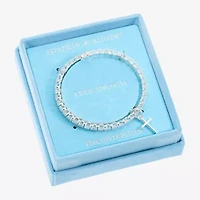 Sparkle Allure Coil Womens Cubic Zirconia Pure Silver Over Brass Pear Tennis Bracelet