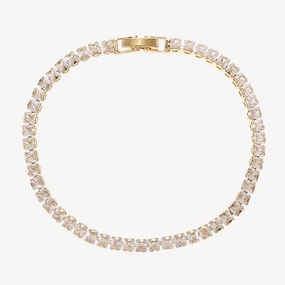 Sparkle Allure Womens Cubic Zirconia 14K Gold Over Brass Square 7.5 Inch Tennis Bracelet
